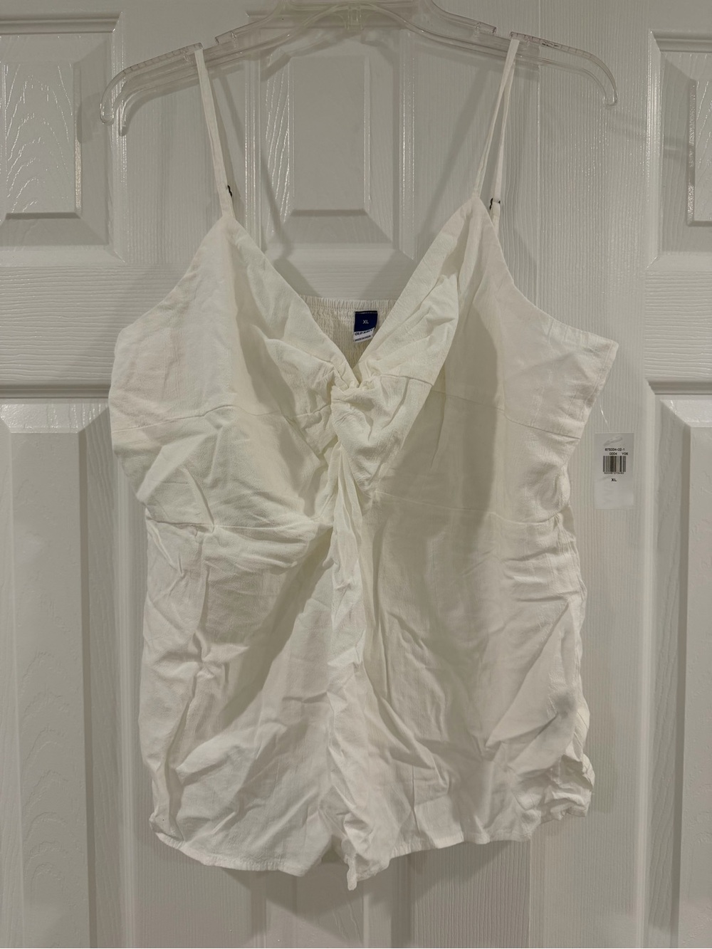 Old Navy White Twist-Front Spaghetti Strap Tank